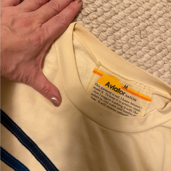 Aviator Nation Cream Tee with Yellow Accents - Picture 5 of 6